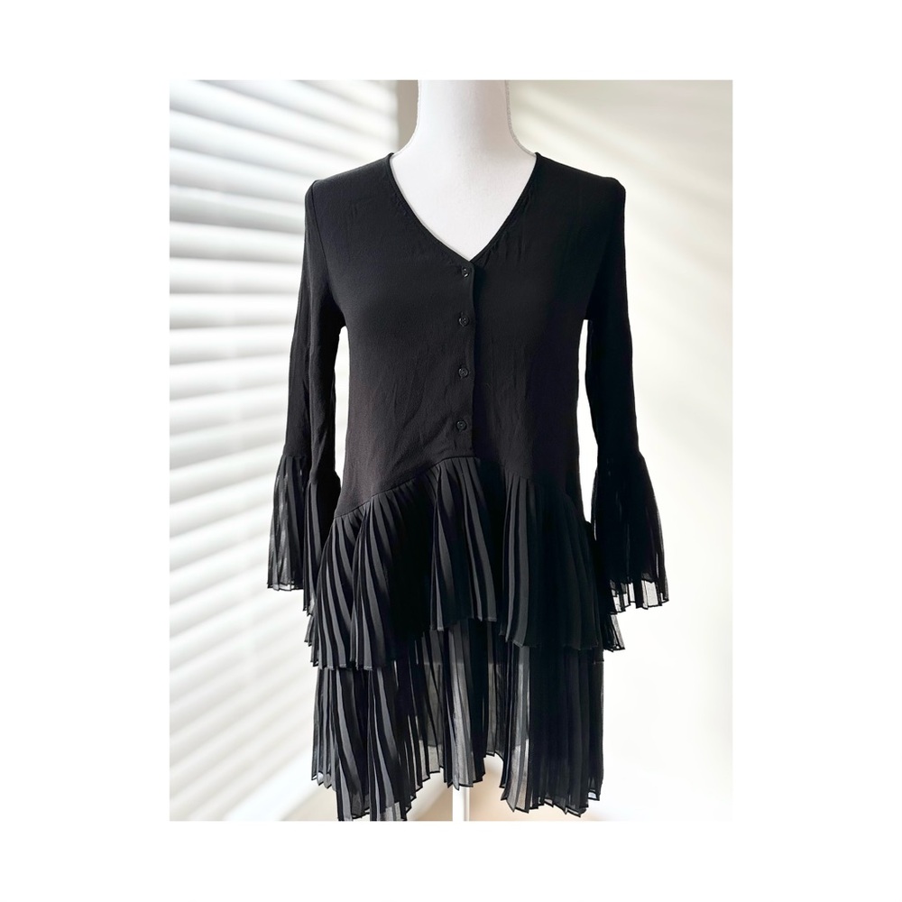 Zara Black Layered Long Sleeve Dress